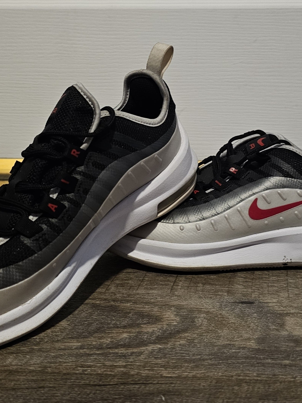 Nike Boys Air Max Casual Running Shoes - Black & Gray with Red Swoosh